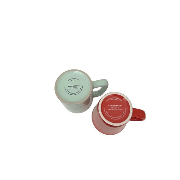 Starbucks 2020 Holiday Mug Set Of 2 - Red & Seafoam Green - Picture 3 of 4